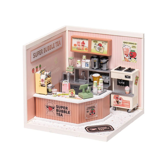 Rolife Super Creator Double Joy Bubble Tea Plastic DIY Miniature House Kit DW006 Toy Gift for Children Adult