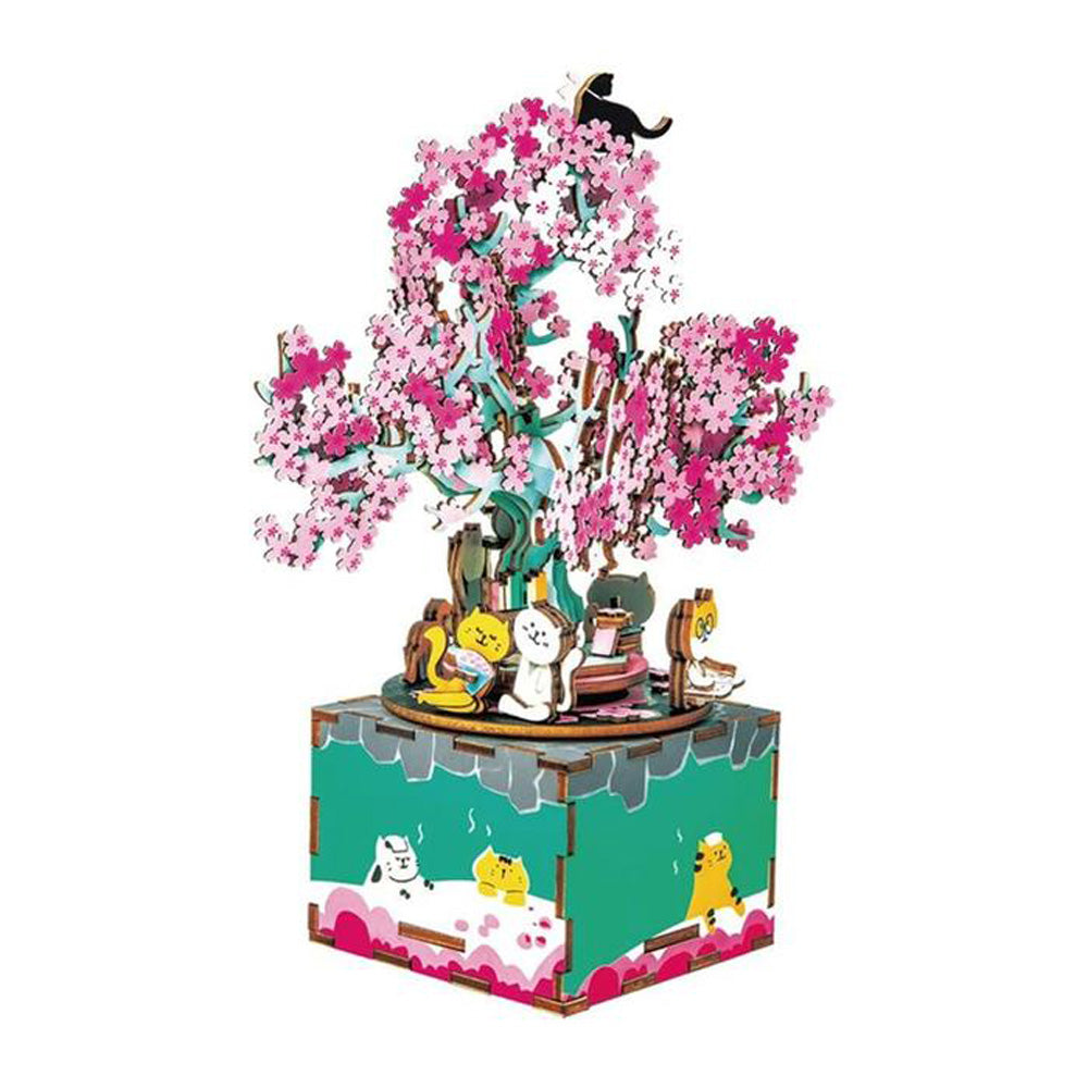 Robotime Rolife Cherry Blossom Tree DIY 3D Music Box Wooden Puzzle Kit Gift AM409