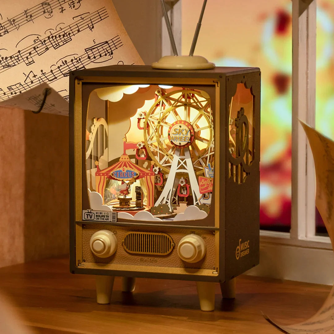 thumbnail image 2 of ROKR Rolife Sunset Carnival Music Box DIY Wooden Puzzle Dollhouse Kit With LED Lights, 2023 Award Winner 2 of 5
