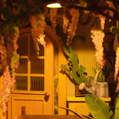 Rolife Holiday Garden House DIY Book Nook Kit (TGB06) | Touch Light Shelf Insert