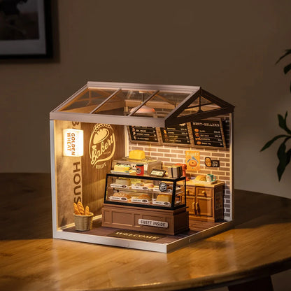 Rolife Super Creator Golden Wheat Bakery DIY Miniature House Kit (DW005) | 1:24 Scale