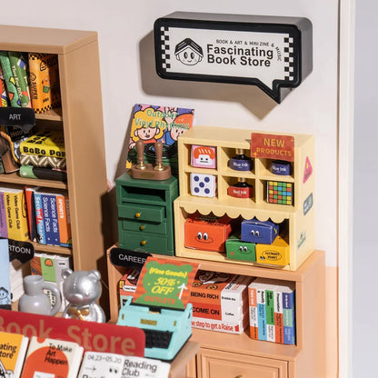 Rolife Super Creator Fascinating Book Store DIY Miniature House Kit (DW004) | 1:24 Scale