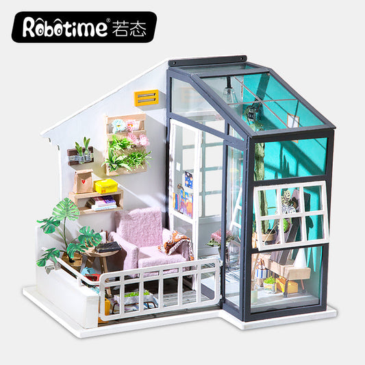 Robotime 1:24 DIY Miniature Mini Dollhouse Home Decor Balcony Day Dreaming DGM05