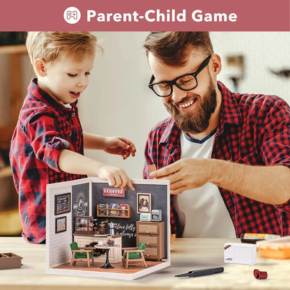 Rolife Super Creator Daily Inspiration Cafe DIY Miniature House Kit (DW001) | 1:24 Scale