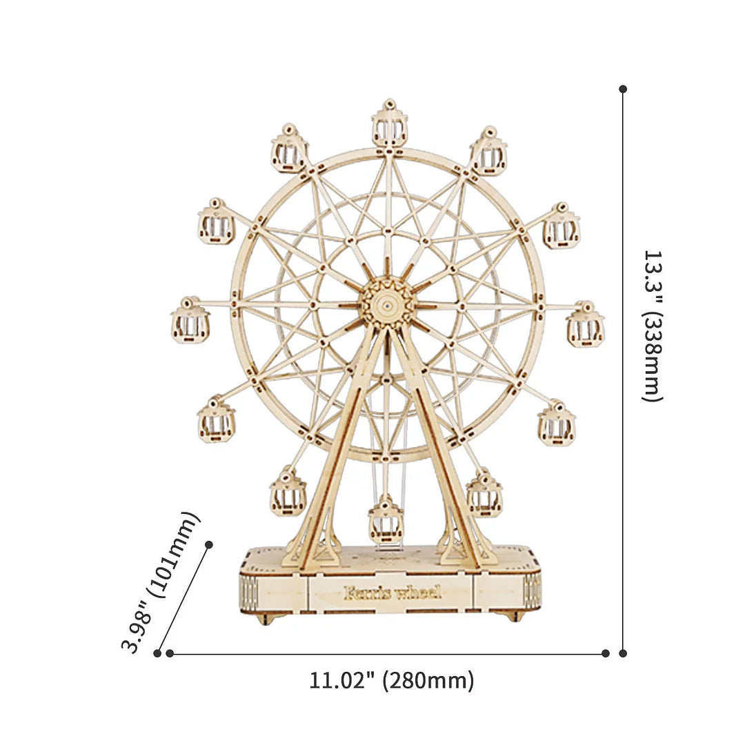 Rolife Ferris Wheel 3D Wooden Puzzle Music Box TGN01 Model Building Block Kits Assembly Toy Gift for Children Adult