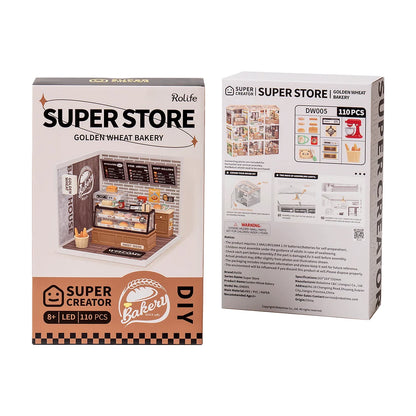 Rolife Super Creator Golden Wheat Bakery DIY Miniature House Kit (DW005) | 1:24 Scale