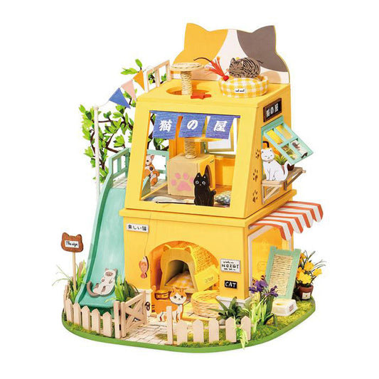 Robotime Rolife Cat House DIY Miniature Dollhouse 3D House Model Kit DG149