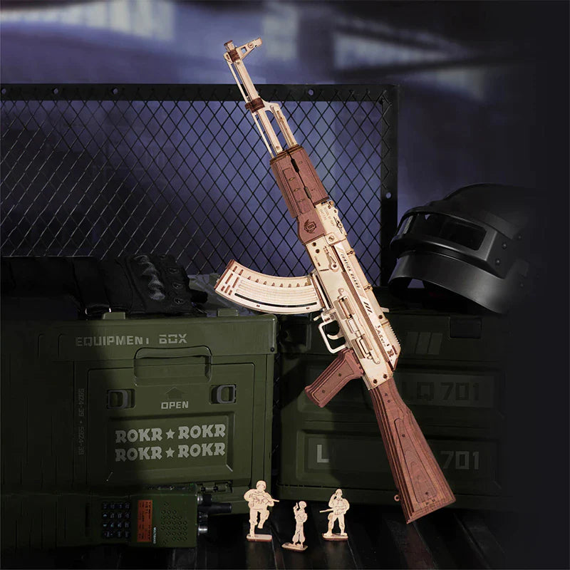 ROKR AK-47 Assault Rifle Gun Toy 3D Wooden Puzzle LQ901 Assault rifle building blocks Shooter Gifts For Children