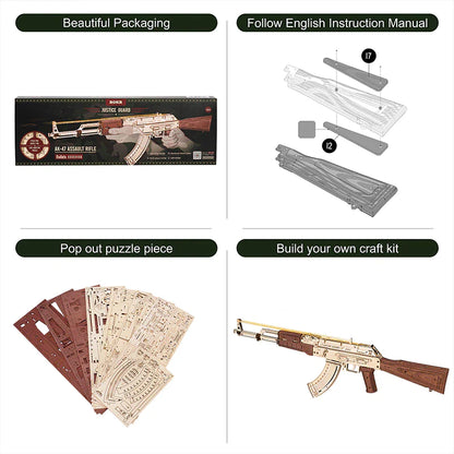 ROKR AK-47 Assault rifle 3D Wooden Puzzle (LQ901) | Mechanical Model
