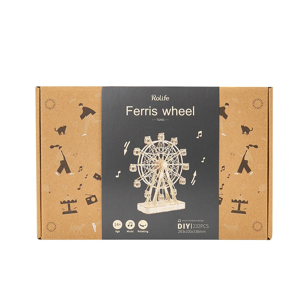 Rolife Ferris Wheel 3D Wooden Puzzle Music Box TGN01 Model Building Block Kits Assembly Toy Gift for Children Adult