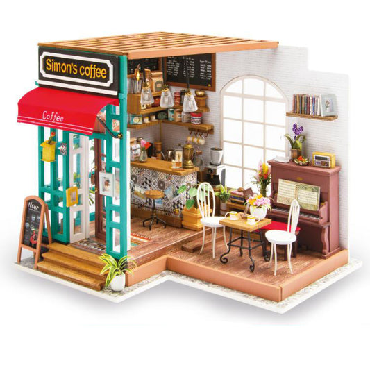 Robotime 1:24 DIY Miniature Mini Dollhouse Kit Home Decor Simon's Coffee DG109