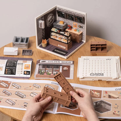 Rolife Super Creator Golden Wheat Bakery DIY Miniature House Kit (DW005) | 1:24 Scale