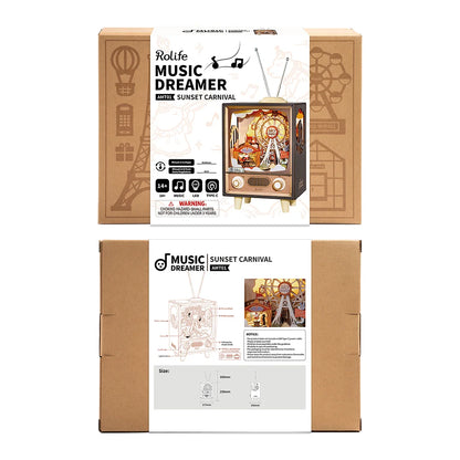 Rolife Sunset Carnival DIY Music Box 3D Wooden Puzzle (AMT01) | Type-C Powered