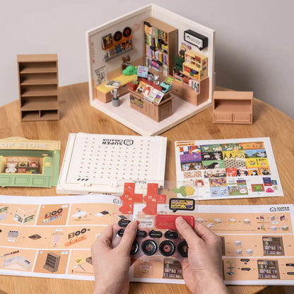 Rolife Super Creator Fascinating Book Store DIY Miniature House Kit (DW004) | 1:24 Scale